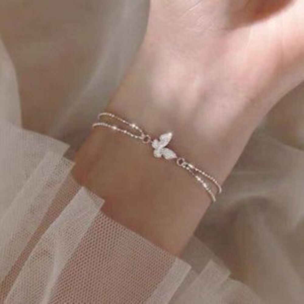 925 Silver Diamond Butterfly Bracelet A
